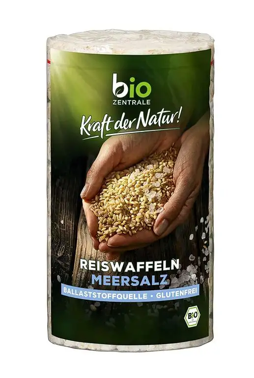 biozentrale Reiswaffeln Meersalz | 100g Reiswaffeln Bio | Ideal als kleine Knabberei | Studentenfutter & Maiswaffeln Alternative