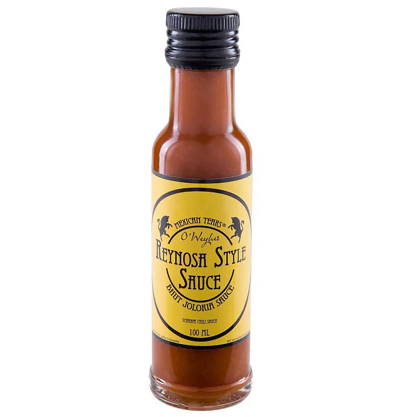 Mexican Tears® - Bhut Jolokia Sauce 'Reynosa Style' - scharfe Sauce aus Bhut Jolokia-Chilis - mit die schärfsten Chilis der Welt! [100ml Chilisauce]