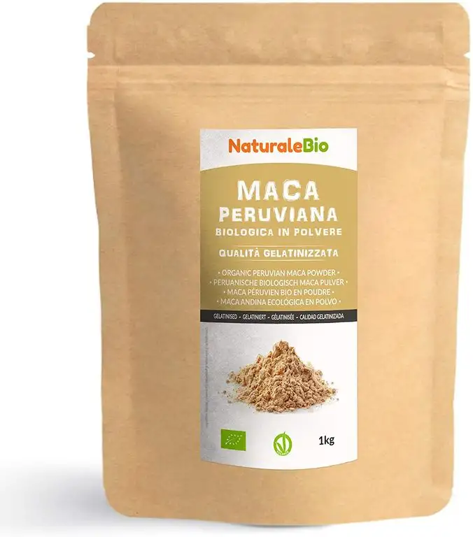 Maca Pulver Bio [ Gelatiniert ] 1kg. Natürlich und Rein, hergestellt in Peru aus Bio Maca Wurzel. NaturaleBio