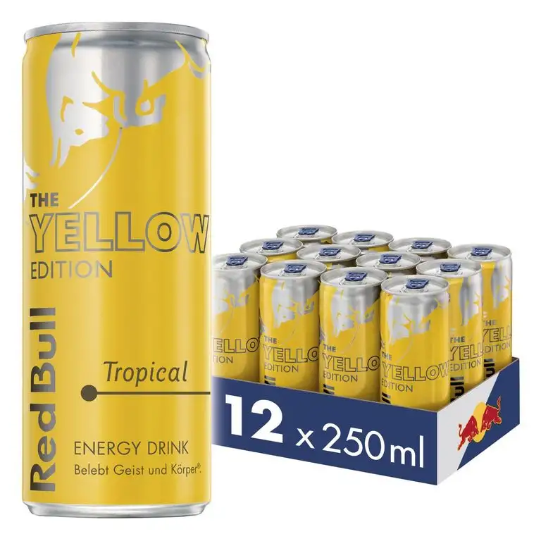 Red Bull Energy Drink Tropical Dosen Getränke Yellow Edition 12er Palette, EINWEG (12 x 250 ml)