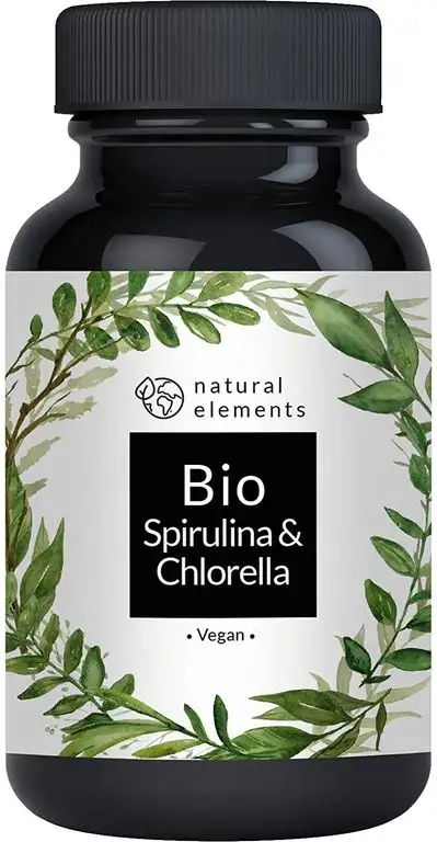 Bio Spirulina & Chlorella Presslinge - 500 Tabletten - Zertifiziert Bio, laborgeprüft, ohne Zusätze, hochdosiert, vegan