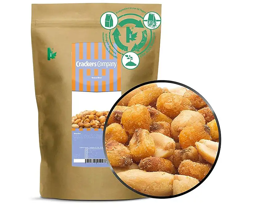 1 x 400g Cocktailmischung mit Erdnuss und Maiskorn geröstet Mexikanisch vegetarisch 17 % Protein