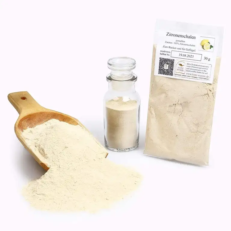 Zitronenschalen gemahlen, Backzutaten Zitronen Pulver, Fruchtpulver, Backgewürze, Weihnachtsgewürze, Smoothiepulver, Einmachgewürz, glutenfrei, 30g