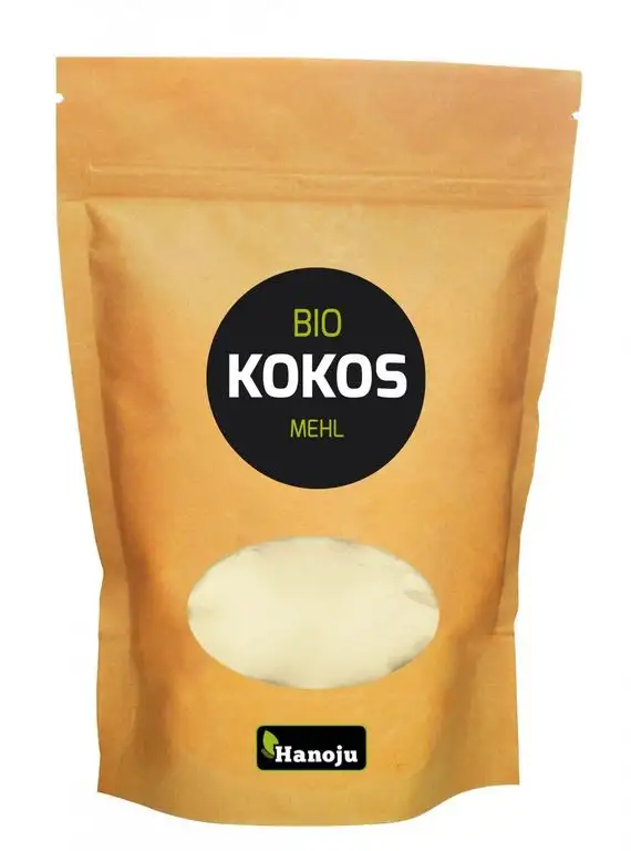 Hanoju Bio Kokosmehl 250 g - aus frischem Kokosnussfleisch hergestellt Soja & Zuckerfrei