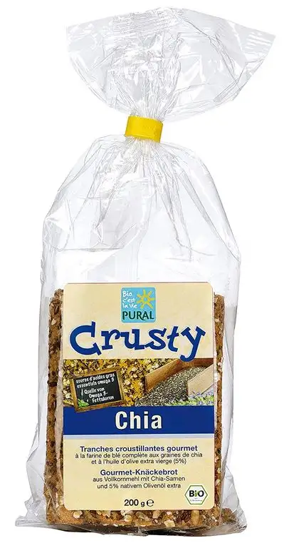Pural Crusty Chia Gourmet Knäckebrot - 200 g Bio, vegan