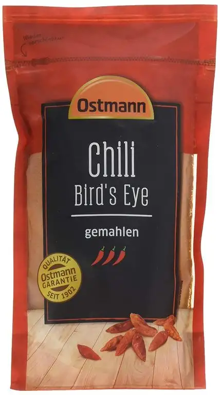 Ostmann Chili Bird's Eye gemahlen 250 g, Chilipulver extrem scharf, feuriges Chiliaroma, ideal für Fleisch- und Pastagerichte