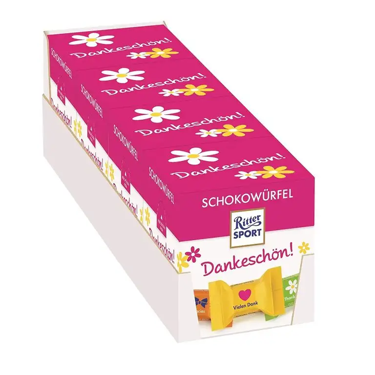 Ritter Sport Schokowürfel Dankeschön 4x (176 g), das Geschenk zum Danke sagen, einzeln verpackte Mini-Schokoladenwürfel, verschiedene Sorten