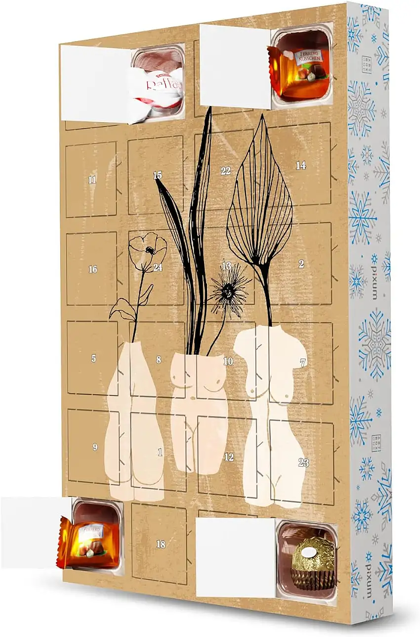 artboxONE Adventskalender mit Pralinen von Ferrero 3 Woman 2 Flower Vases Bodies Adventskalender Floral