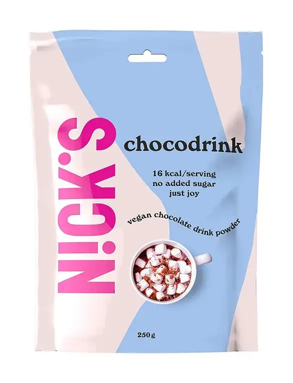 NICKS Chocodrink, Heiße Schokolade, Hochwertige Kakao Trink-Schokolade ohne Zuckerzusatz, vegan, glutenfrei 250g (35 Portionen)