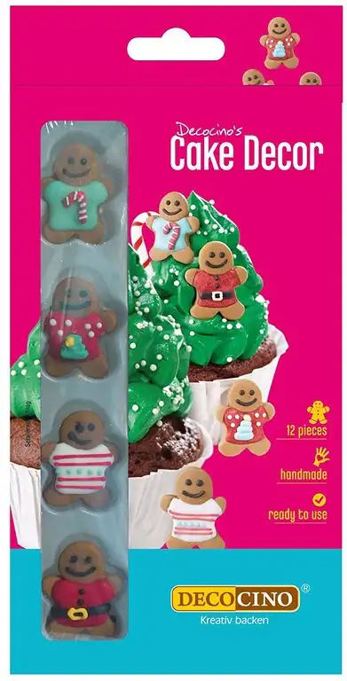 DECOCINO Cake Decor Gingerbread, Zuckerdekor – 12 Stück – essbares Dekor, ideal zum Verzieren von Cupcakes, Kuchen & Torten – ohne Palmöl, glutenfrei und & halal