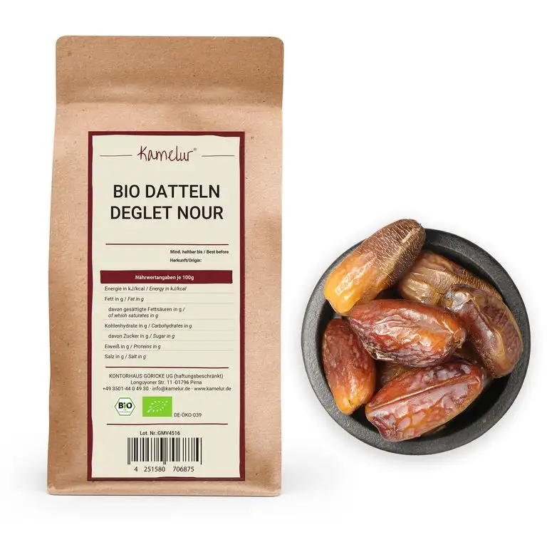 1kg BIO Datteln Deglet Nour entsteint und getrocknet - naturbelassene Datteln BIO aus Tunesien, ohne Zusätze