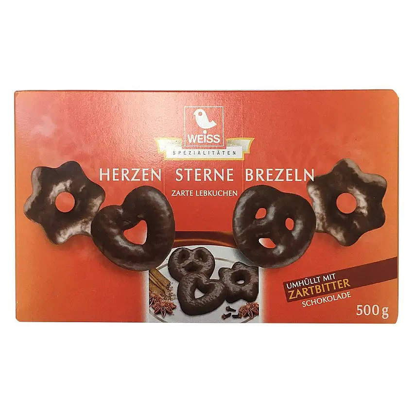 Weiss Herzen Sterne Brezeln Zartbitter