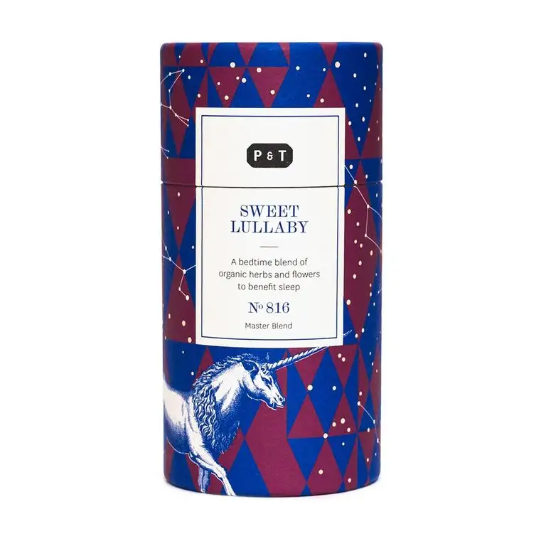 P & T Sweet Lullaby, Ganzblatt-Bio-Kräutertee Master Blend, Gute-Nacht-Mischung aus Kräutern und Früchten, Koffeinfrei, Deko-Dose Caddy (50g / 1.7oz)