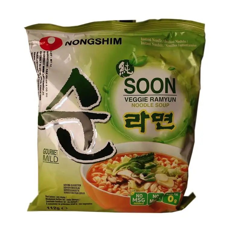 1Karton (20x112g) Nongshim Veggie Ramyun Soon vegetarische Instant Nudelsuppe