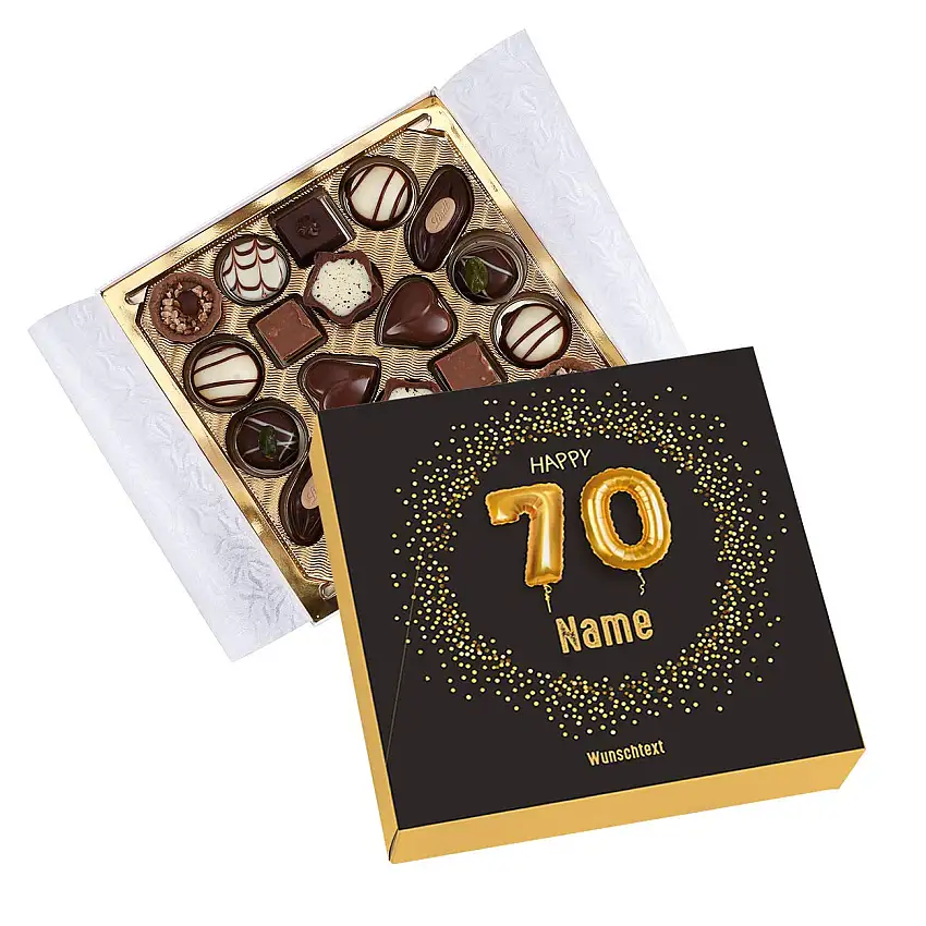 Herz & Heim® Lindt Pralinen zum 70. Geburtstag mit Namen und Glückwunschtext