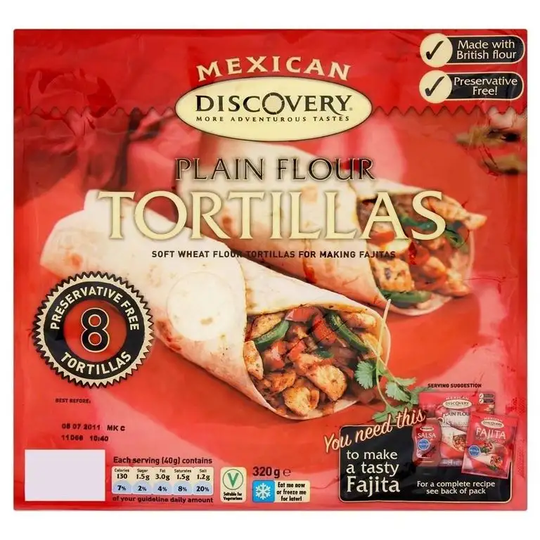 Santa Maria Mexican frei von Konservierungsmitteln Plain Mehl Tortillas (8 pro Packung) - Packung mit 2