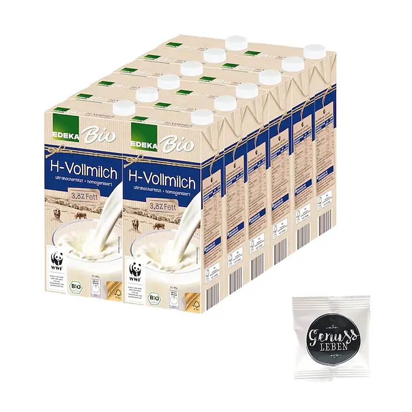 EDEKA BIO H-Milch 3,8% 12x1l mit gratis Genussleben Jelly Beans