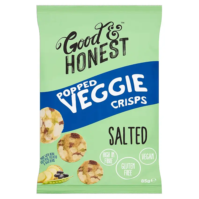 Good & Honest Popped Veggie Crisps Salzen mit Erbsen und Bohnen, 85 g