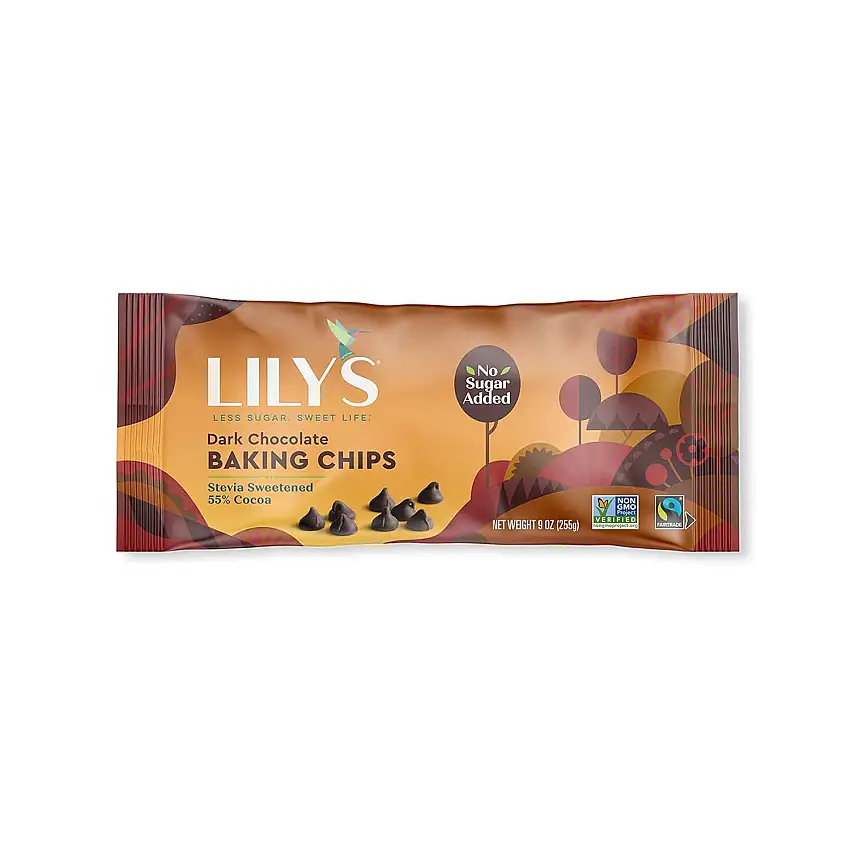 LIlly's Dark Chocolate Lillys Dark Chocolate Chips, Stevia, Vegan, 55% Kakao, Nicht ohne Gentechnik, Sugar Free, 27 Oz Total (3er-Pack Value)