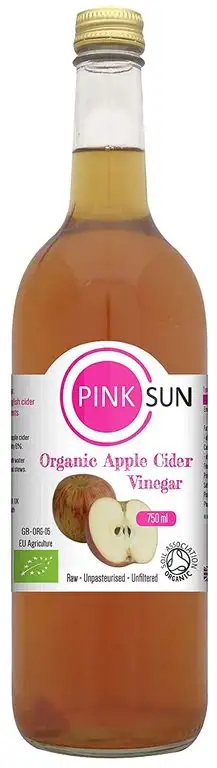 PINK SUN Bio Apfelessig mit Essigmutter 750ml Flaschenglas - Rein Nicht-pasteurisiert - Raw Organic Apple Cider Vinegar with Mother in Glass Bottle Flasche aus Glas