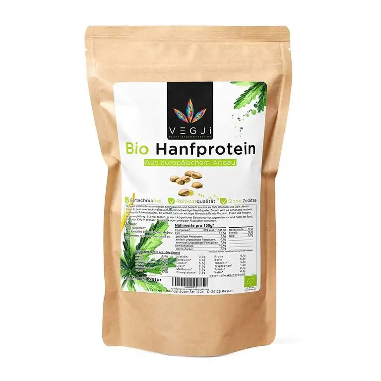 Bio Hanfprotein aus europäischem Anbau - 1000g, vegan, Rohkostqualität