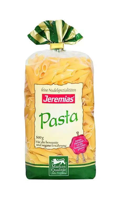Jeremias Penne, Pasta - Hergestellt mit reinem Hartweizengrieß, 4er Pack (4 x 500 g Beutel)