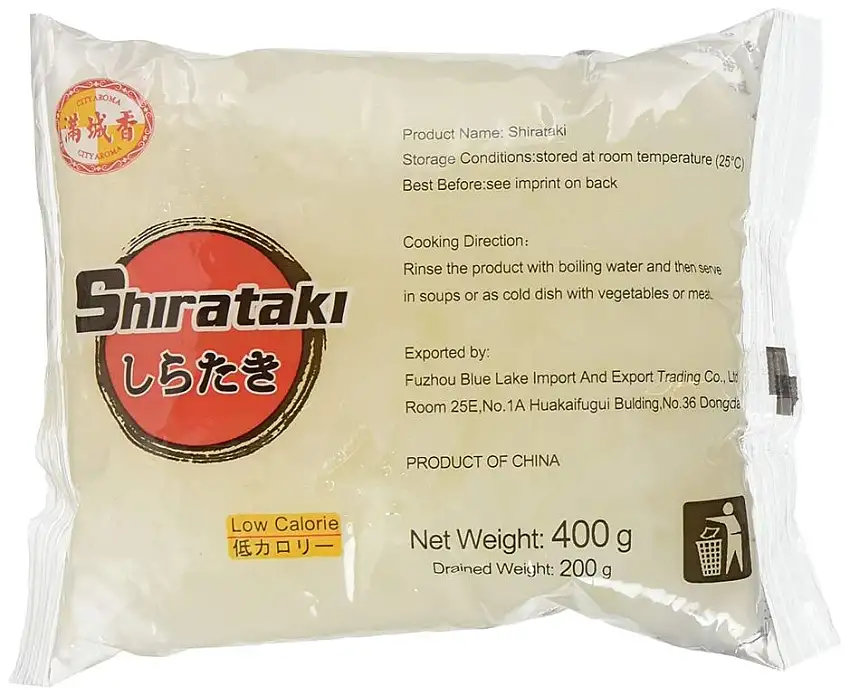 10er Pack ~ [10x 400g / 200g ATG] Konjak Nudeln Shirataki "Nudeln-breit" aus Konjakmehl Konjac #10 + ein kleines Glückspüppchen - Holzpüppchen