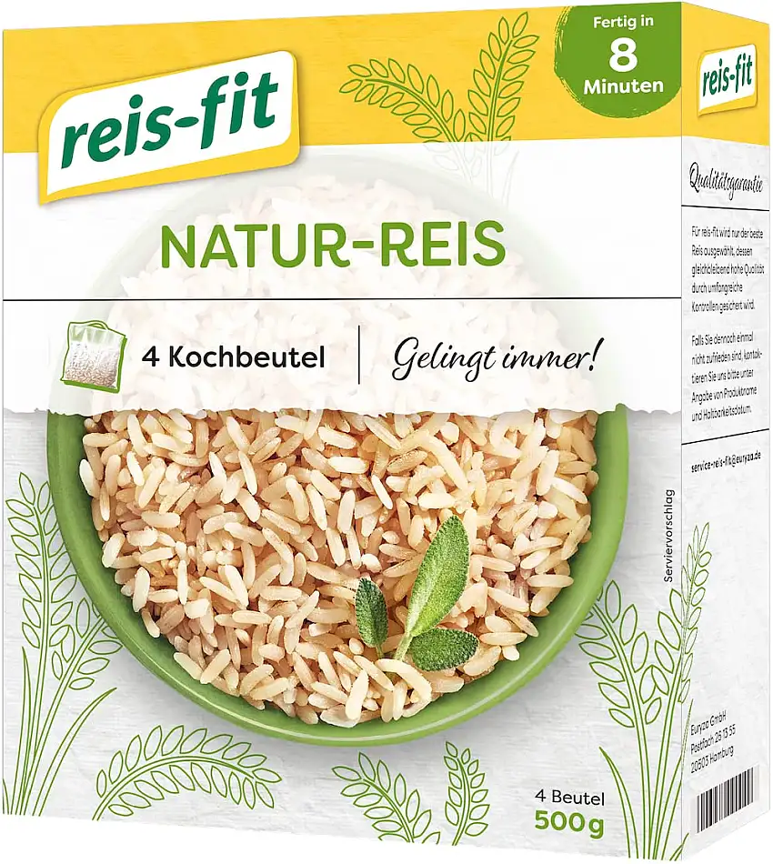 Reis-Fit 8-Minuten Natur-Reis im Kochbeutel, 4 Beutel, 500 g