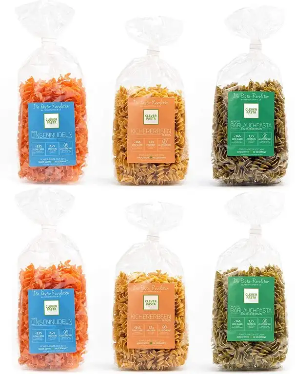 Clever Pasta 6er Sparpack - Linsennudeln, Kichererbsennudeln, Bärlauch Nudeln