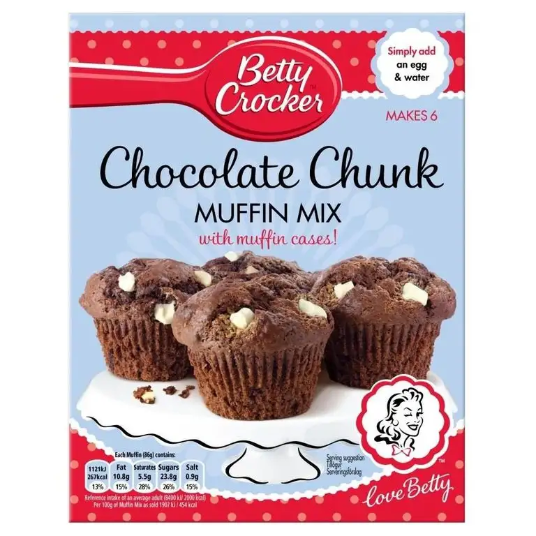 Betty Crocker Chocolate Chunk Muffin Mix mit Muffin-Kästen (335g) - Packung mit 6