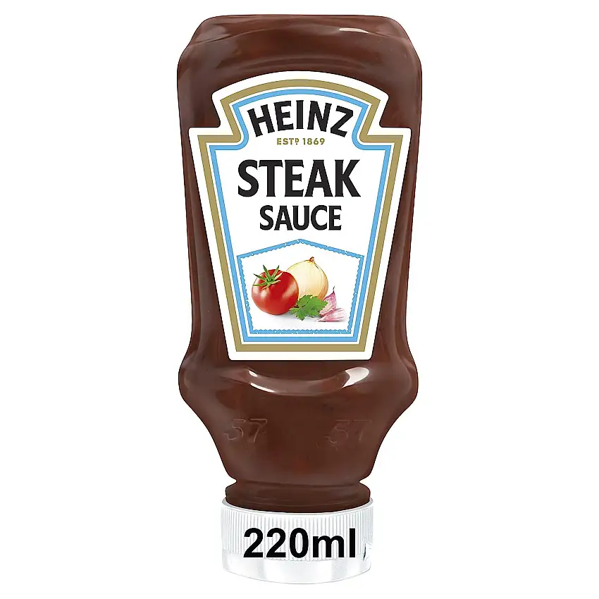 Heinz Argentinean Style Steak Sauce – Pikant gewürzte Sauce in Kopfsteherflasche – 8 x 220 ml)