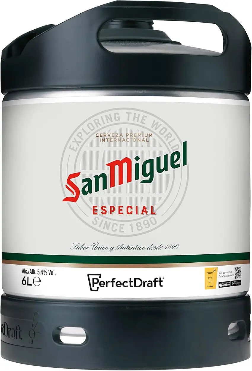 San Miguel, Internationales Premium Lagerbier aus Spanien, Perfect Draft (1 x 6l) MEHRWEG Fassbier