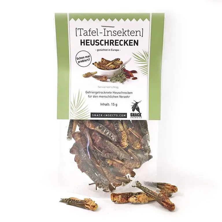 Heuschrecken - essbare Insekten von 'SNACK insects' - 15g feine Speise-Insekten zum Kochen und Essen