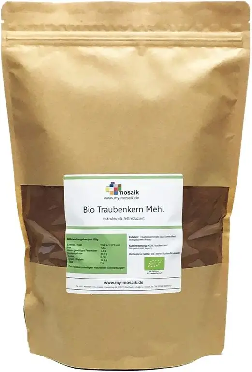 my-mosaik Bio Traubenkernmehl in Rohkostqualität - OPC-Mehl - für gesundes Backen, Superfood, Low Carb, vegan, ohne Zusätze, naturrein, glutenfrei (1000)