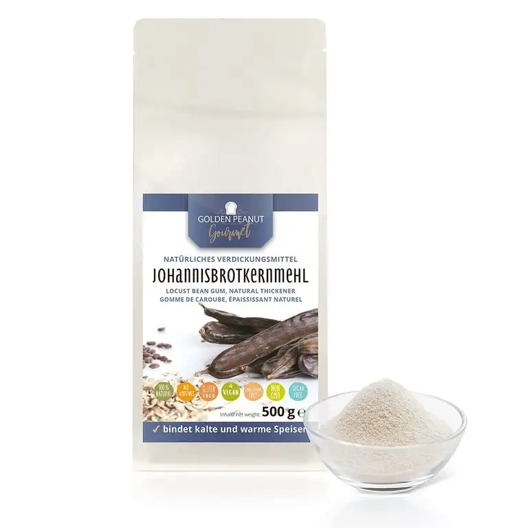 Johannisbrotkernmehl 500 g natürliches Verdickungsmittel rein pflanzlich | veganer Ei-Ersatz | kalorienarme Speisestärke | glutenfrei Backen und Kochen | Golden Peanut