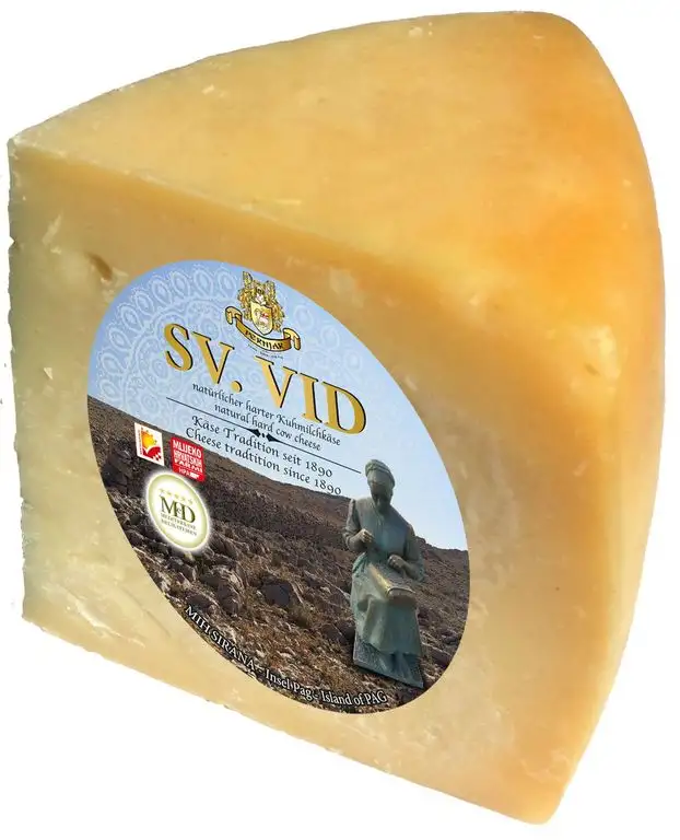 Pager Käse aus Kroatien SVETI VID Sir harter Kuhmilchkäse min 300g - Laktosearm - Hartkäse aus Kolan, Insel Pag, Kroatische Lebensmittel und Feinkost aus Kroatien mit Meersalz aus der Saline von Pag