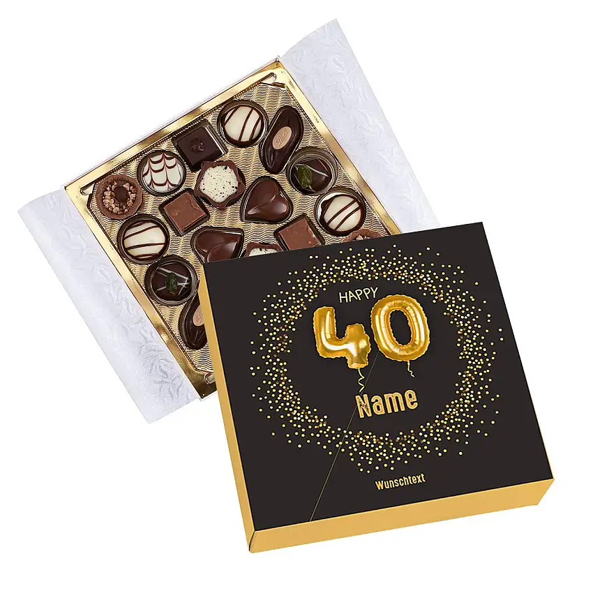 Herz & Heim® Lindt Pralinen zum 40. Geburtstag mit Namen und Glückwunschtext