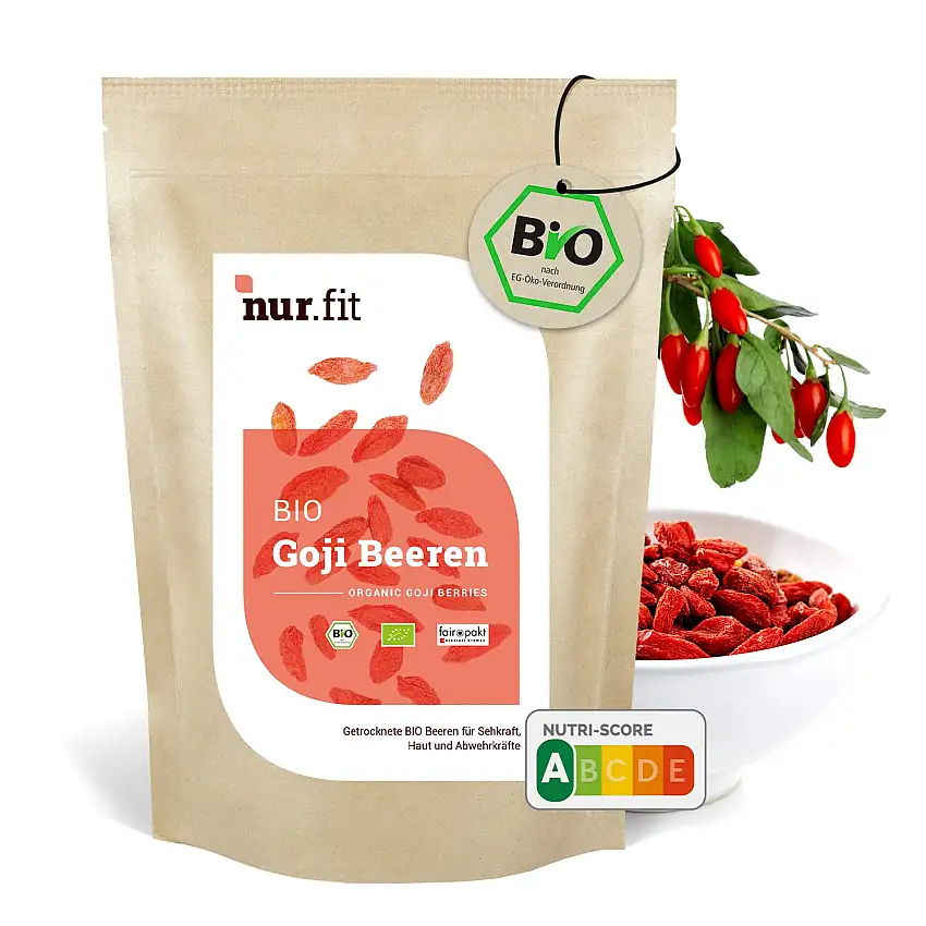 nur.fit BIO Goji Beeren 2kg – ungeschwefelte, naturbelassene Wolfsbeeren in zertifizierter Bioqualität – Bocksdorn Beeren als veganer Superfood Snack mit Antioxidantien