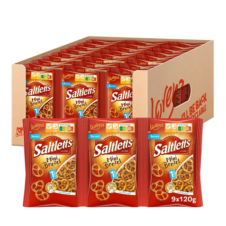 Lorenz Snack World Saltletts Mini Brezel, 9er Pack (9 x 120 g)
