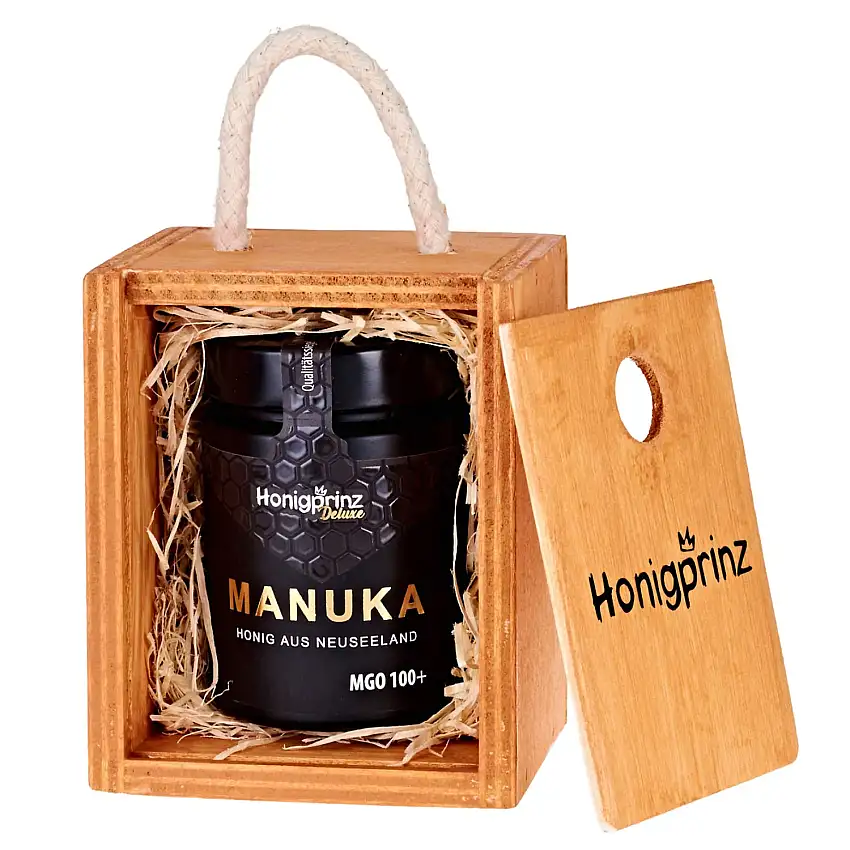 Honigprinz - Manuka Honig MGO 100+, MGO 300+, MGO 400+, zertifiziert aus Neuseeland | Honigprinz Familien – Imkerei (MGO 100+, Geschenkset)