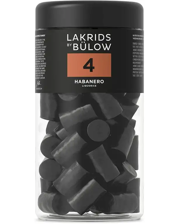 LAKRIDS BY BÜLOW - 4 - HABANERO - 360g - Süße Gourmet Lakritze mit würzigem Habanero-Chili - Glutenfrei & ohne Gelatine - Dose aus 100% rPET - Süßigkeiten Geschenk für Lakritze Liebhaber