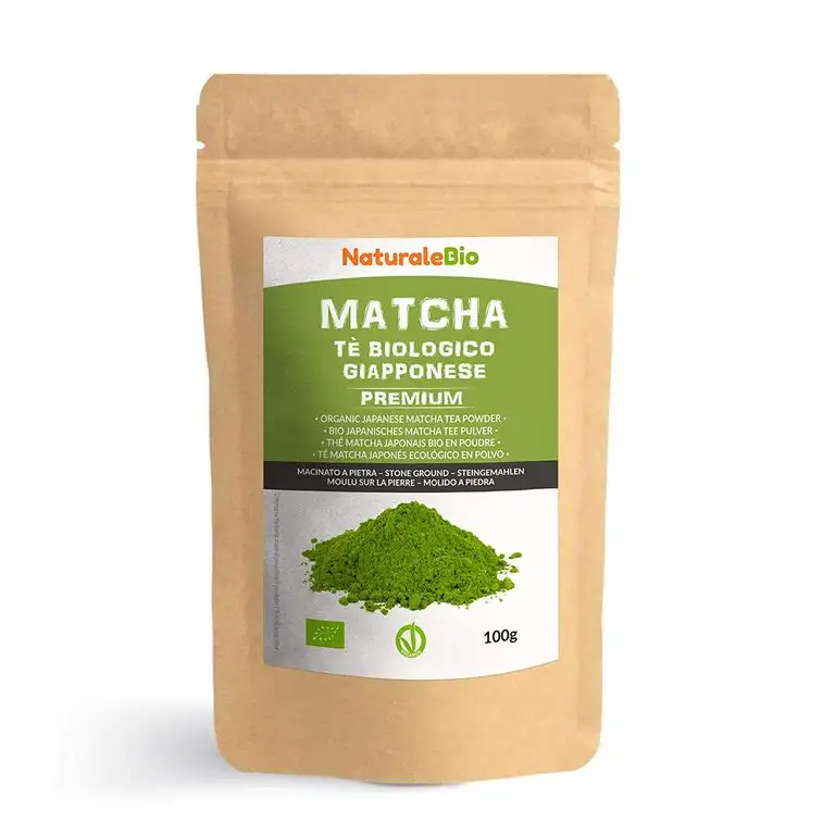 Matcha Tee Pulver Bio [Premium-Qualität] 100g. Original Green Tea aus Japan. Japanischer Matcha ideal zum Trinken. Grüntee-Pulver für Latte, Smoothies, Matcha-Getränk. Hergestellt in Uji, Kyoto.