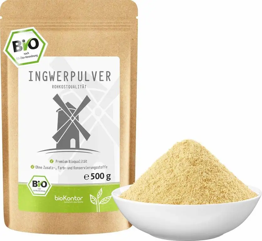 Ingwerpulver BIO gemahlen 500g I 100% natürlich und rein - ohne Zusatzstoffe I Ingwer gemahlen in Rohkostqualität von bioKontor
