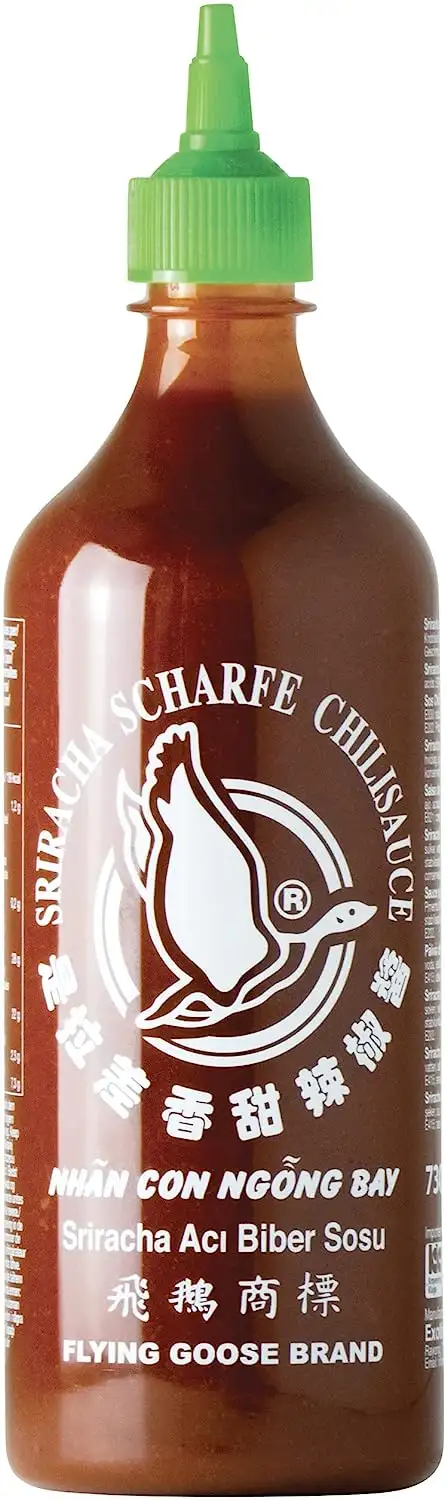 FLYING GOOSE Sriracha scharfe Chilisauce - scharf, grüne Kappe, Würzsauce aus Thailand, 1er Pack (1 x 730 ml)