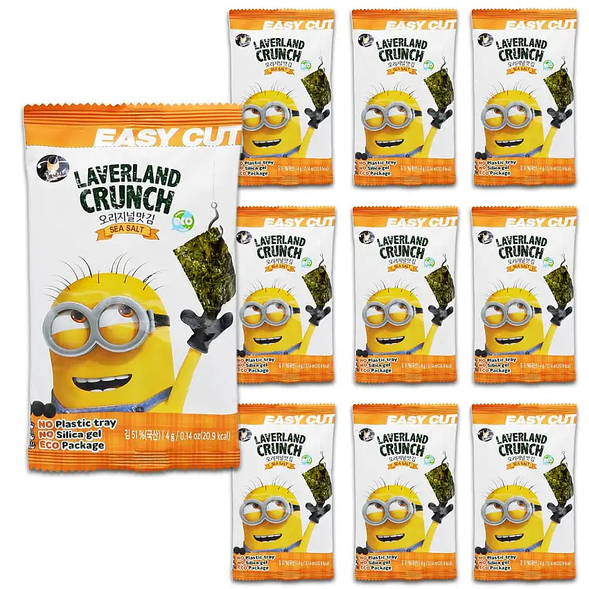 Globe Gourmet | knusprig gerösteter Nori-Algenblätter Snack | 10er Pack à 4g Sea Salt | vegan, glutenfrei, Vitamine & Mineralstoffe - perfekt als Knabberei, Topping für Reis, Bowl u.v.m