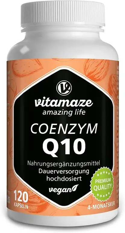 Coenzym Q10 hochdosiert, 200 mg pro Kapsel, vegan, 120 Kapseln für 4 Monate, 98% Ubichinon mit optimaler Bioverfügbarkeit, ohne unnötige Zusatzstoffe, Made in Germany