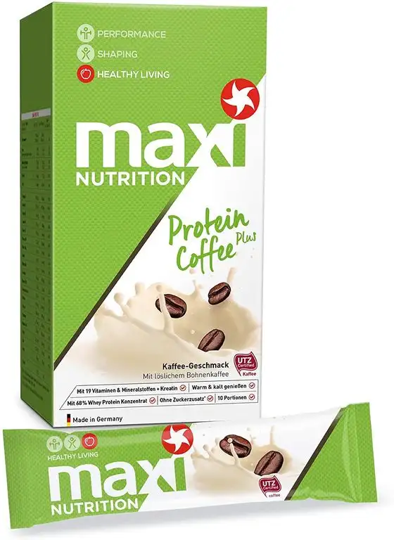 MaxiNutrition Protein Coffee Plus – Proteinreicher Kaffeedrink mit Kreatin und hochwertigem Vitamin-Mineralstoff-Mix – Ohne Zuckerzusatz – 10 x 20 g Portionen im Beutel