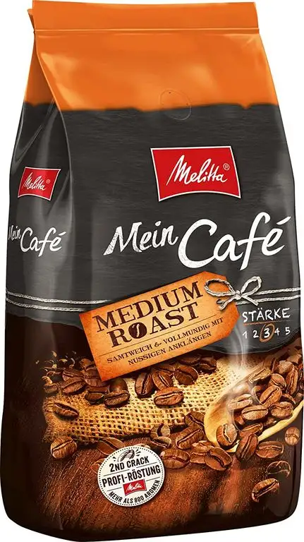 Melitta Ganze Kaffeebohnen, samtweich und vollmundig mit nussigen Anklängen, Stärke 3, Mein Café Medium Roast, 1kg