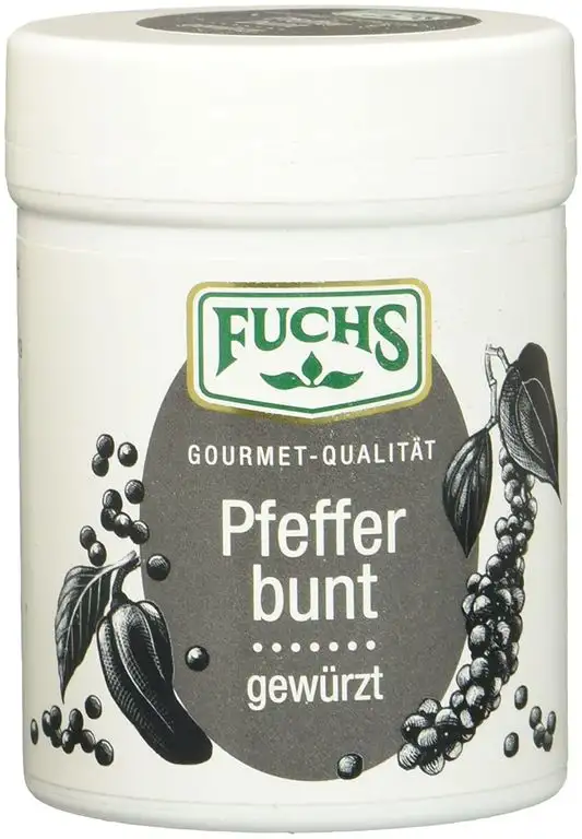 Fuchs Bunter gewürzter Pfeffer mit Paprika Pfeffer-Mix Gewürzmischung gemahlen, aus grünem, weißem und schwarzem Pfeffer, perfekt zum Grillen, 3er Pack (3 x 60 g)