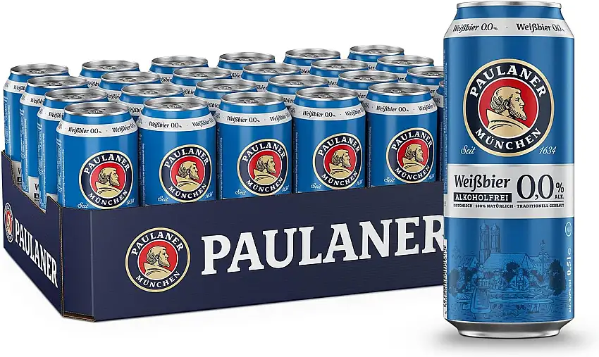 Paulaner Weißbier Alkoholfrei 0,0% • Weizenbier spritzig-mild, isotonisch • EINWEG(24x0,5l)
